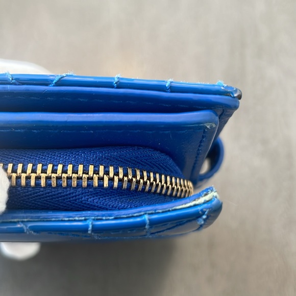 ❌SOLD❌ Dior Blue Cannage Patent Leather Zip Around Bifold Wallet - Picture 9 of 15